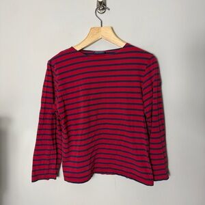 Saint James Striped Bateau Cotton Top Red Blue Shirt Size Small 982